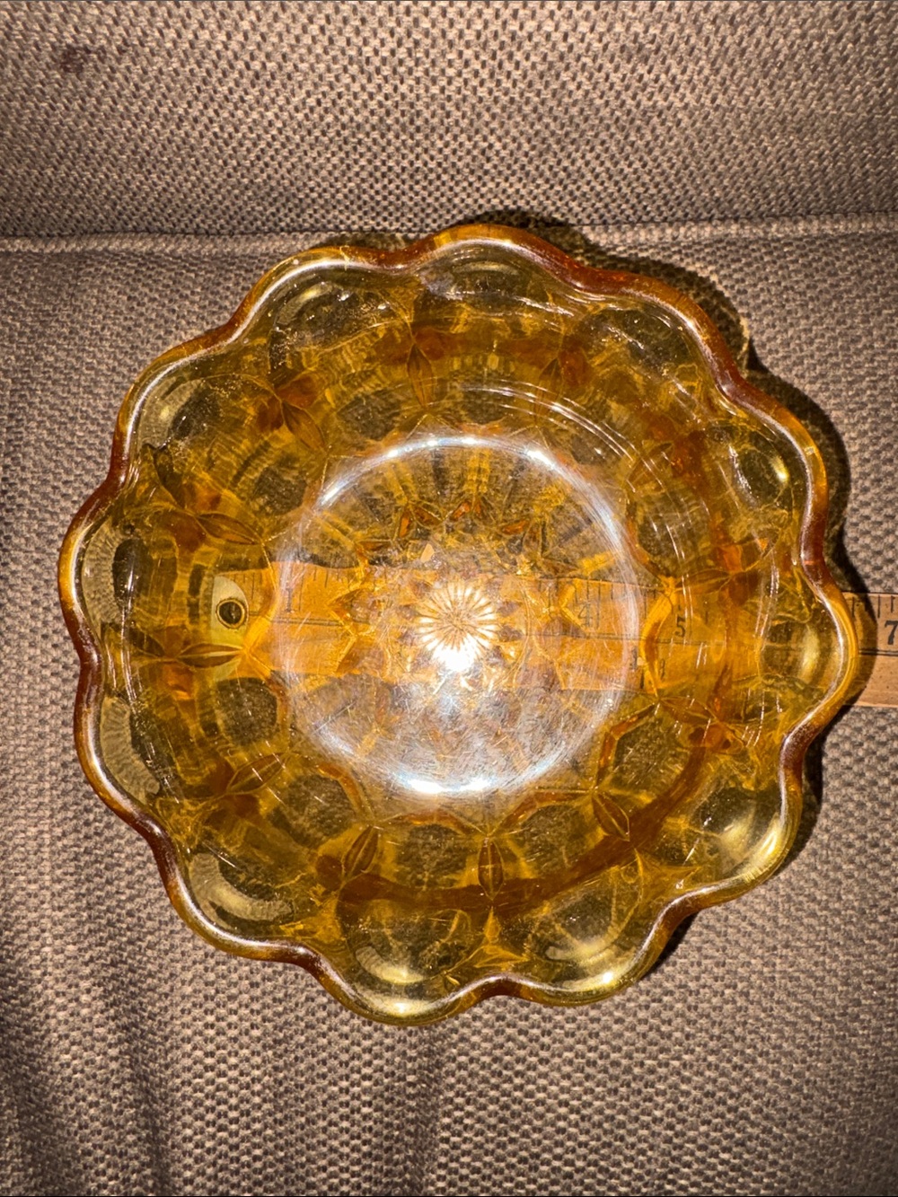 Anchor Hocking Amber Glass Scalloped Serving Bowl